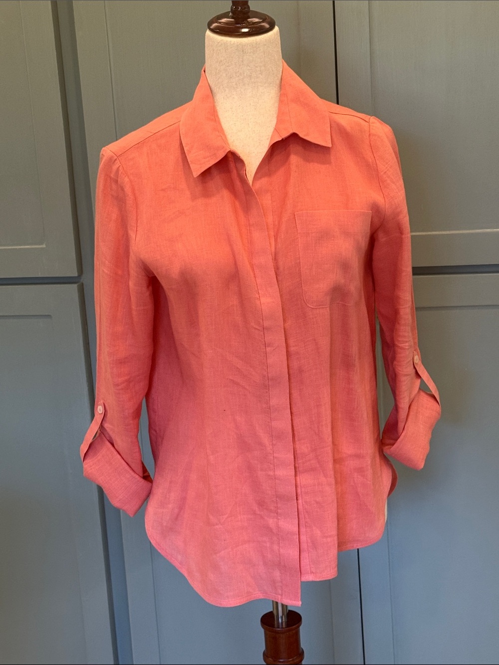 Linen Women's Coral Button-Front shirt